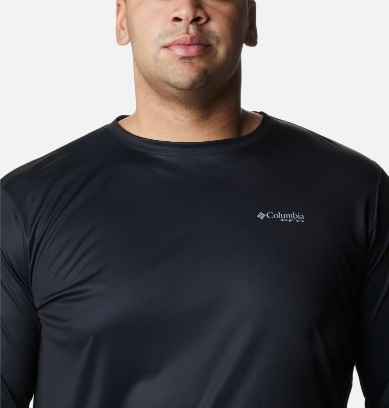 Men's Columbia PFG Terminal Tackle State Triangle Long Sleeve Sweatshirts Black | Plus Size CA-O6A81